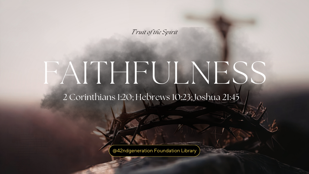 Faithfulness is steadfast devotion — being constant, trustworthy, and loyal in all things. It reflects God’s own faithfulness to us. 

The Holy Spirit enables us to keep our word, to stay true to our calling, and to serve even when it’s unnoticed. 

“His faithfulness continues through all generations.” — Psalm 100:5 

When you are faithful in little things, Heaven can trust you with greater things. 