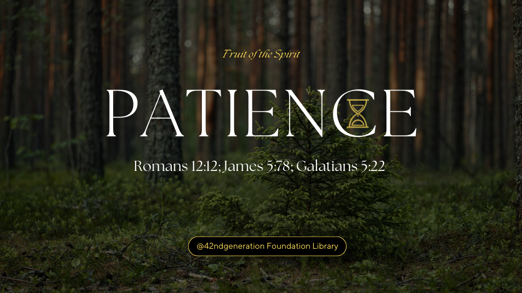 Patience is the quiet strength to wait without complaining, to endure without giving up, and to trust God’s timing. 

It is developed through trials, where faith is tested and endurance is built. The Holy Spirit gives us patience to love difficult people, to wait for promises, and to keep believing even when nothing seems to change. 

“Let patience have her perfect work, that you may be perfect and complete.” — James 1:4 

Patience is faith stretched over time and it always bears beautiful fruit. 