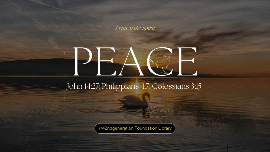 Peace is the inner calm that flows from total trust in God. It is not the absence of challenges but the presence of Christ in the midst of them.
  
When the Holy Spirit rules your heart, you live free from anxiety and fear, anchored in the assurance that God is in control. 

“The peace of God, which surpasses all understanding, will guard your hearts and minds in Christ Jesus.” — Philippians 4:7 

Peace is Heaven’s atmosphere living inside you. 